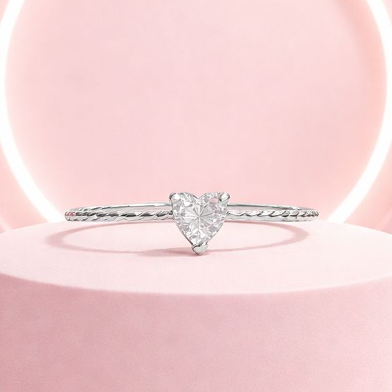 Anillo Corazon MINI Zirconia 5MM Blanca Plata MX