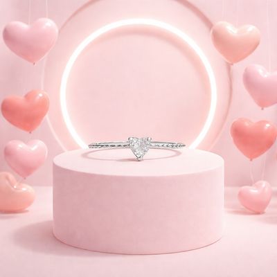 Anillo Corazon MINI Zirconia 5MM Blanca Plata MX