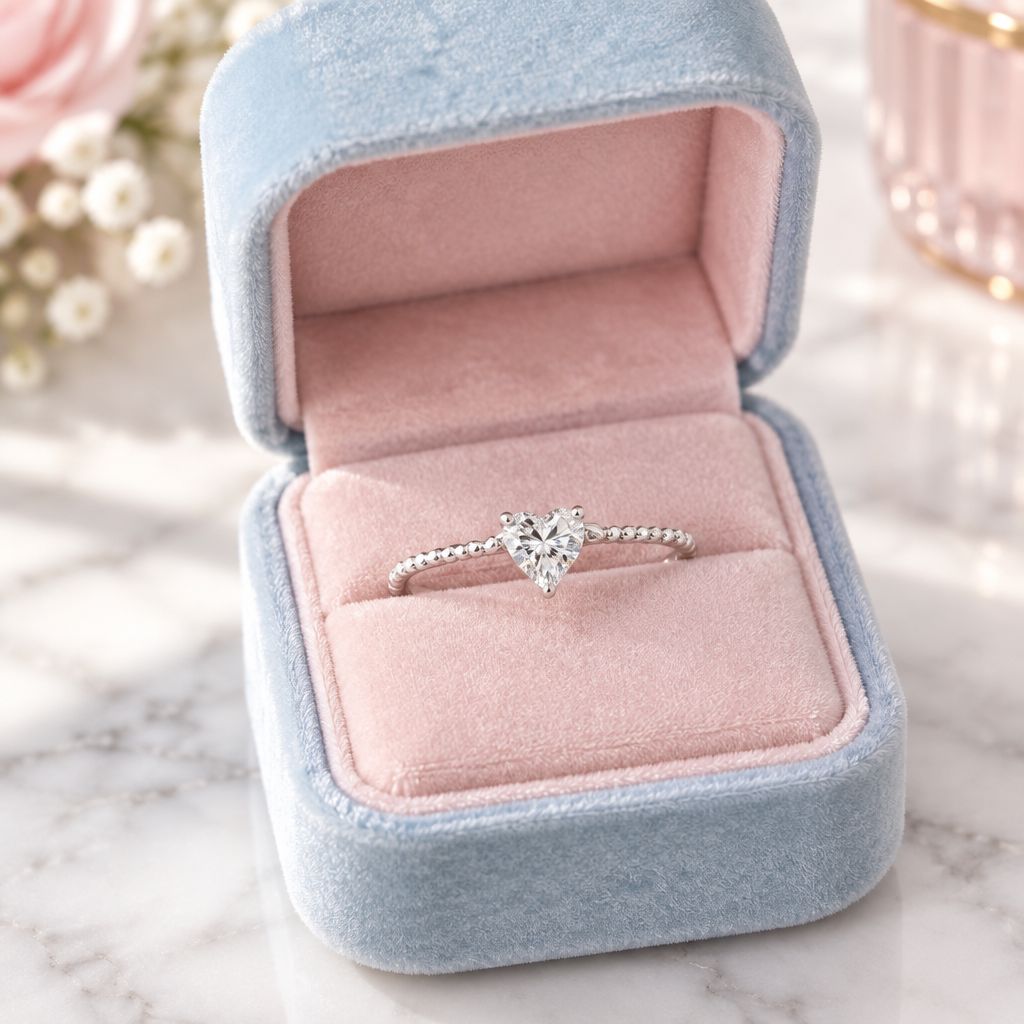 Anillo Corazon MINI Zirconia 5MM Blanca Plata MX