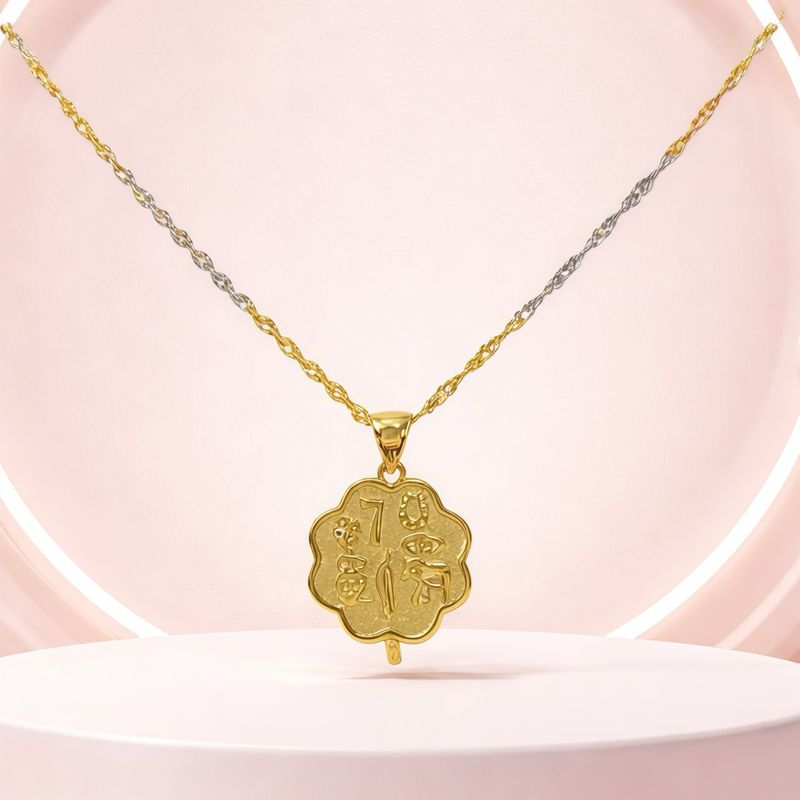 Duo Cadena y Dije de la suerte con Chapa de Oro en Plata 925 ITALIANA