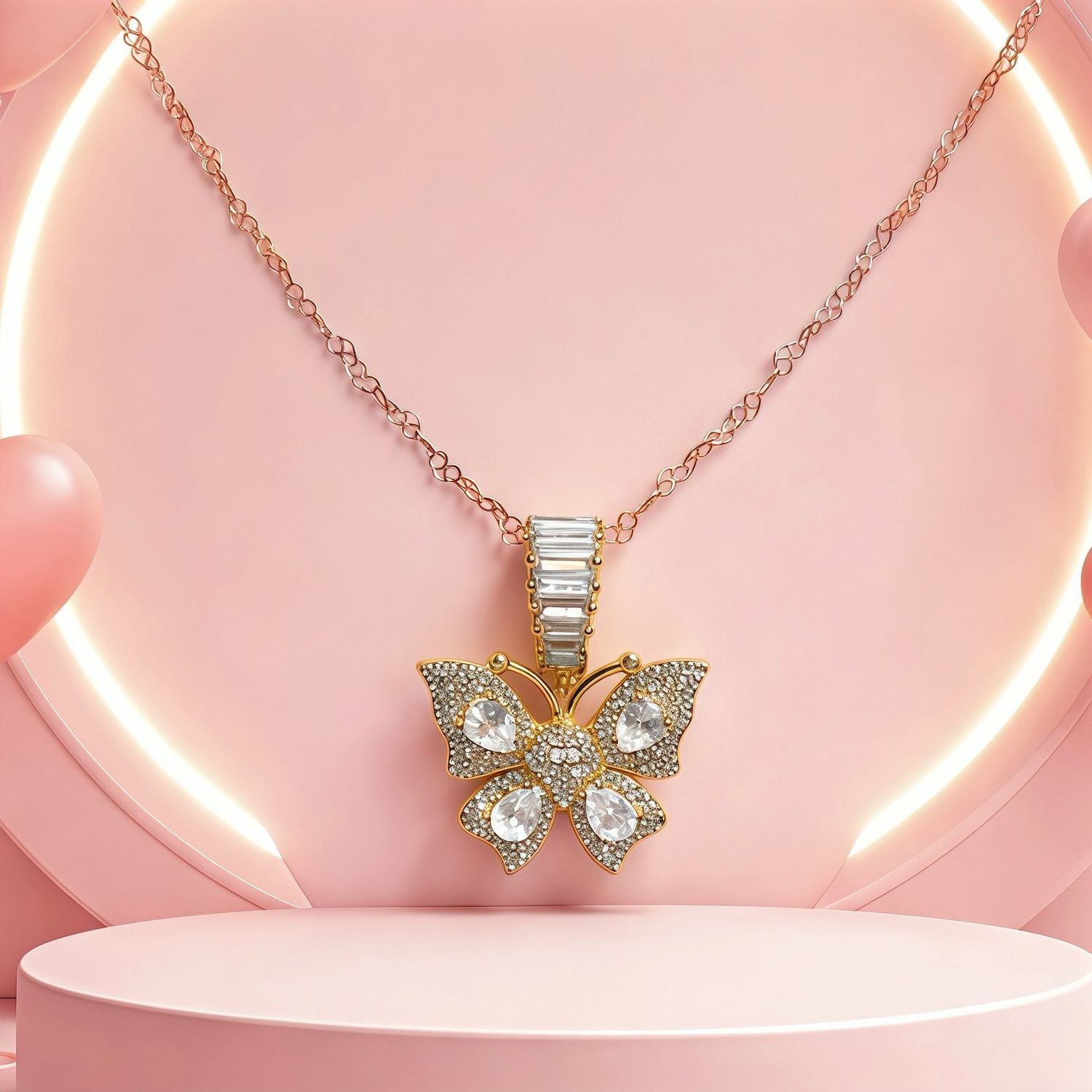 Duo Cadena y Dije Mariposa Micropabe con Chapa de oro en Plata 925 Italy