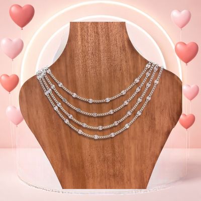 Cadena Satelite Diamantada mide 18" de largo 3.5mm de ancho Plata 925 Italiana