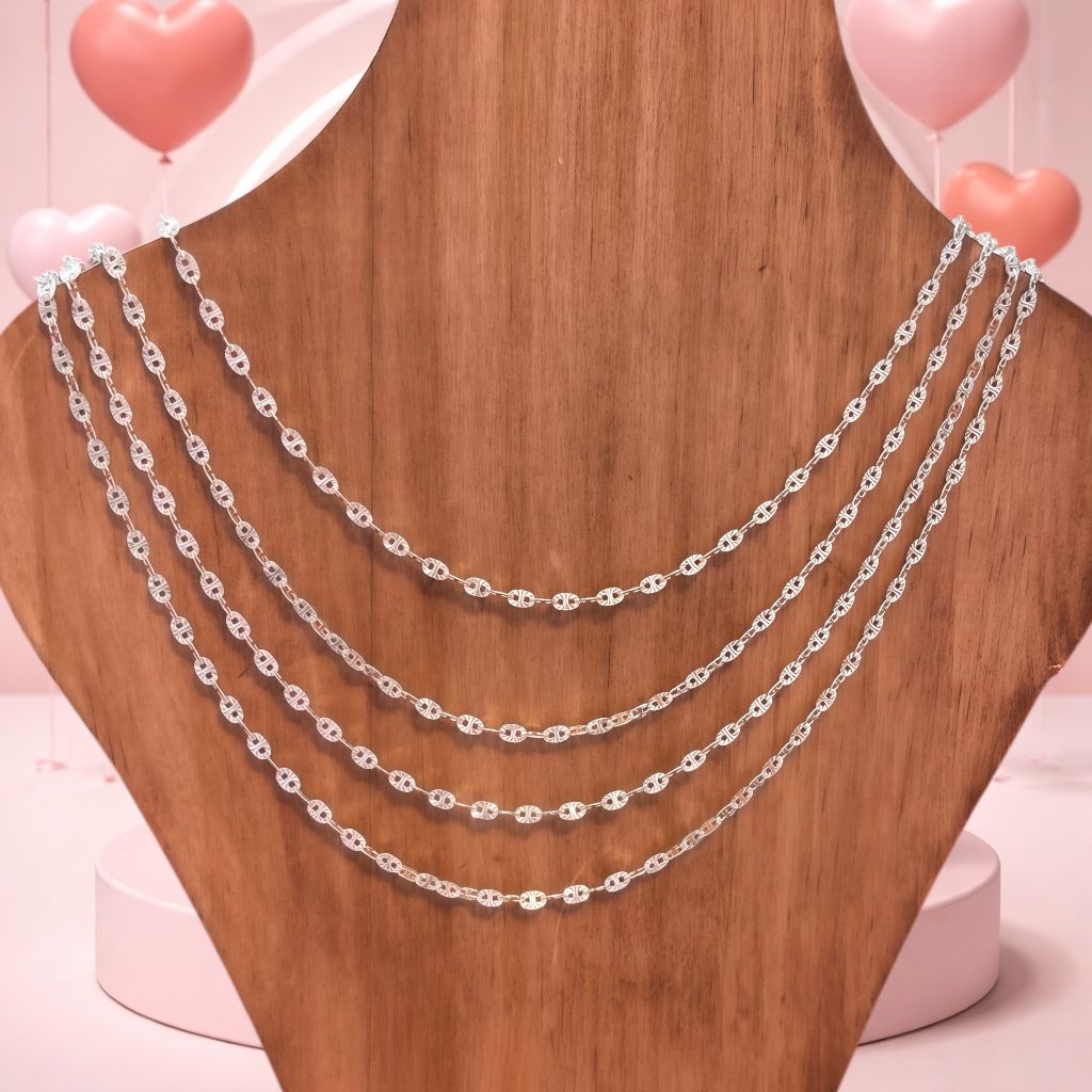 Cadena Fancy Marina Diamantada 18"  2mm Plata 925 Italiana