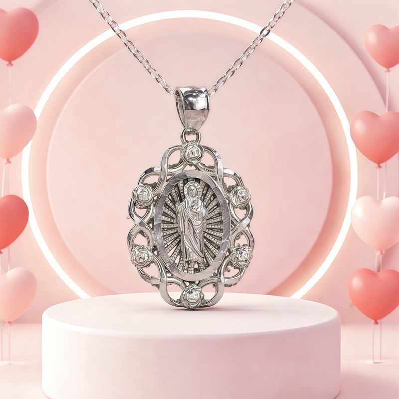 Cadena Fancy 18'' Medalla San Judas en Plata I925 taliana
