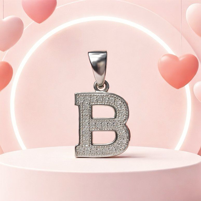 Letra Micropabe "B"  Mide 2cm Plata 925 Italiana.