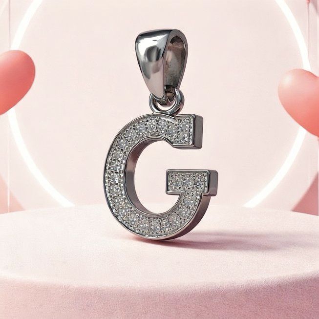 Letra Micropabe "G'  Mide 2cm Plata 925 Italiana