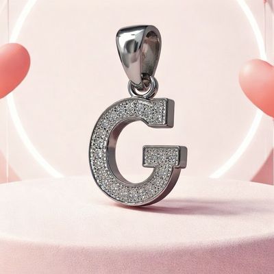 Letra Micropabe "G'  Mide 2cm Plata 925 Italiana