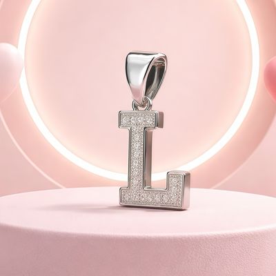 Letra Micropabe "L" Mide 2cm Plata 925 Italiana