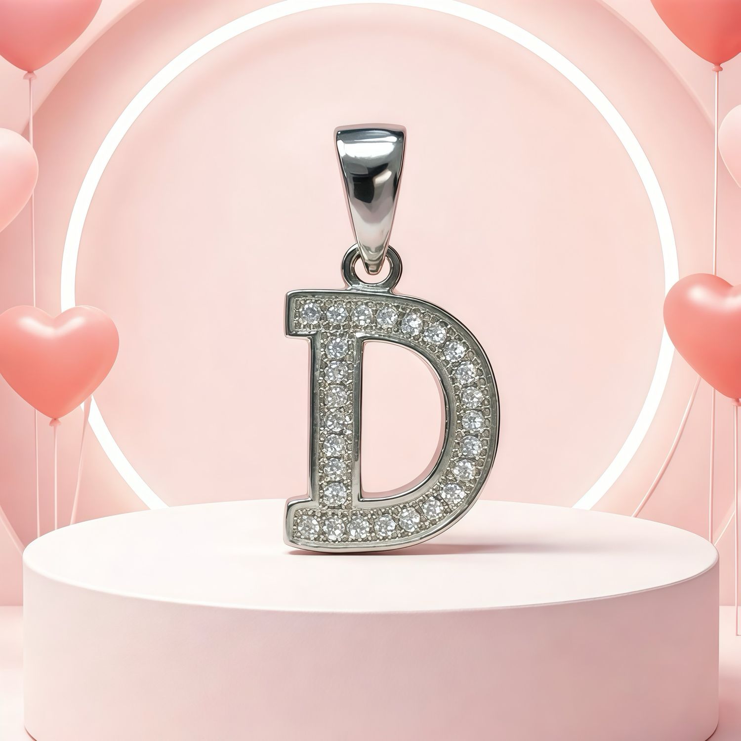 Letra Micropabe "D'  Mide 2cm Plata 925 Italiana.