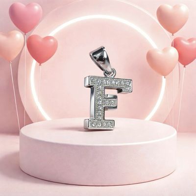 Letra Micropabe "F'  Mide 2cm Plata 925 Italiana