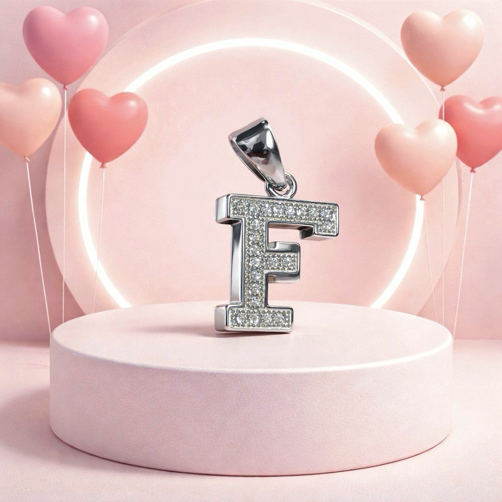 Letra Micropabe "F'  Mide 2cm Plata 925 Italiana