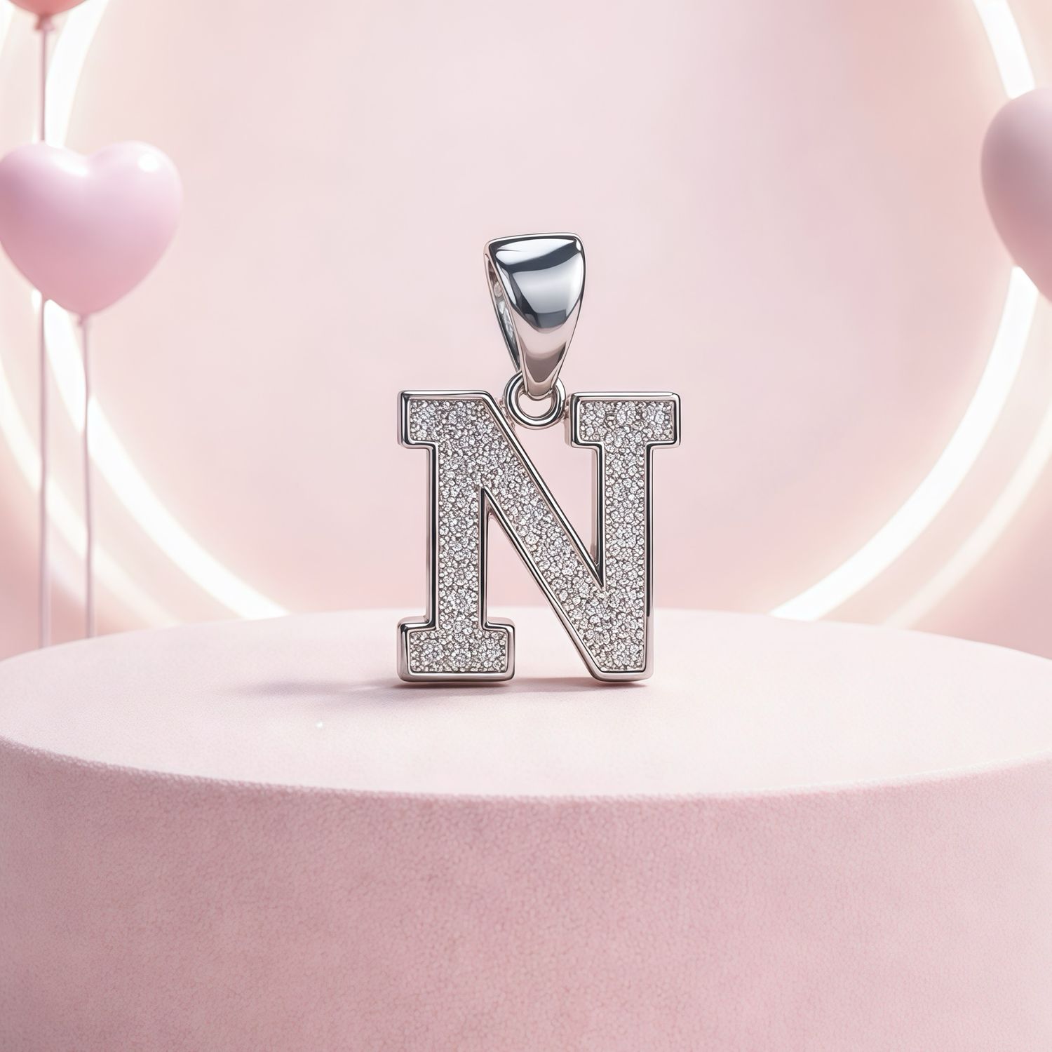 Letra Micropabe "N' Mide 2cm Plata 925 Italiana