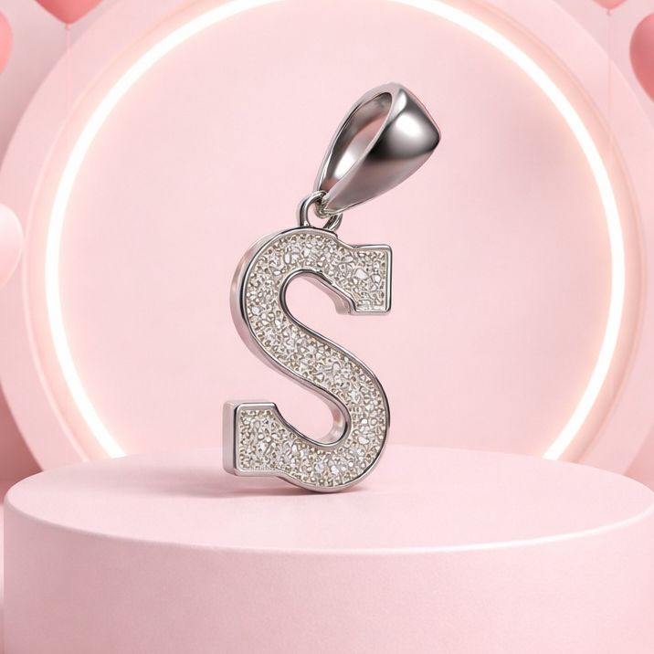 Letra Micropabe "S''' Mide 2cm Plata 925 Italiana