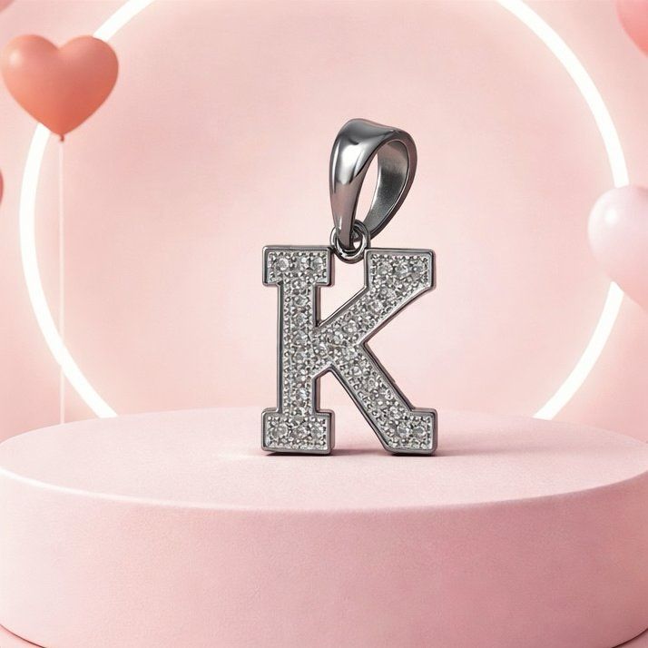 Letra Micropabe "K" Mide 2cm Plata 925 Italiana