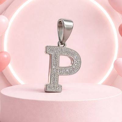 Letra Micropabe "P''' Mide 2cm Plata 925 Italiana