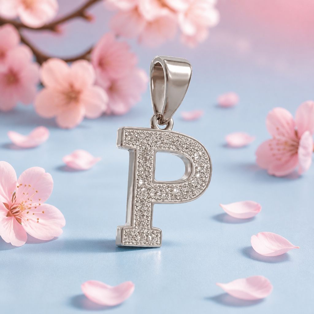 Letra Micropabe "P''' Mide 2cm Plata 925 Italiana