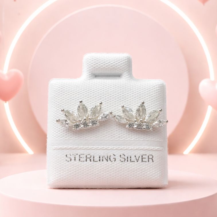 Broquel Premium Abanico Blanco y Blanco 11mm Plata 925 MX