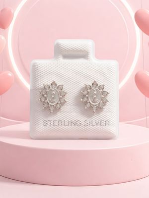 Broquel Premium Virgen de Guadalupe Zirconias Blancas 10mm Plata 925 MX