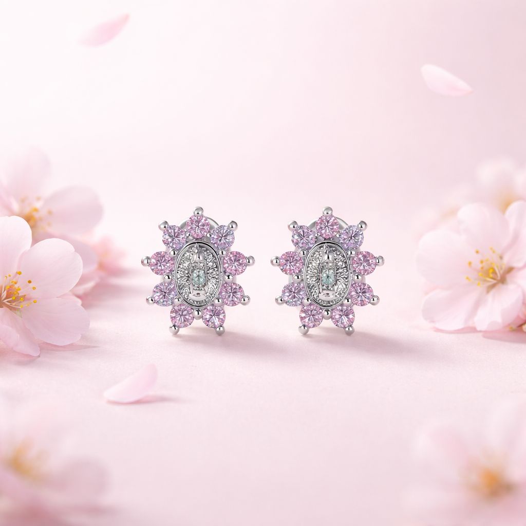 Broquel Premium Virgen de Guadalupe Zirconias Rosa 10mm Plata 925 MX