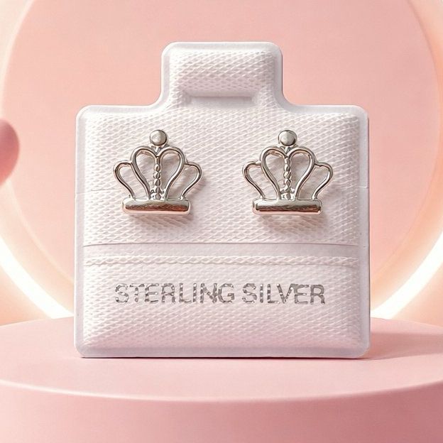 Broquel Premium Corona 8mm alta calidad Plata 925 MX broche de bolita