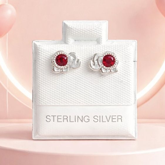 Broquel Elefante Pancita Roja 8mm, Plata 925 MX