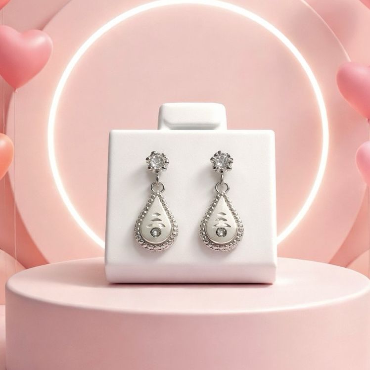 Broquel Colgante Gota Diamantada 1.5cm Plata 925 MX