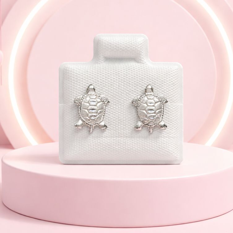 Broquel Tortuga Satinada yDiamantada 9mm Plata 925 MX