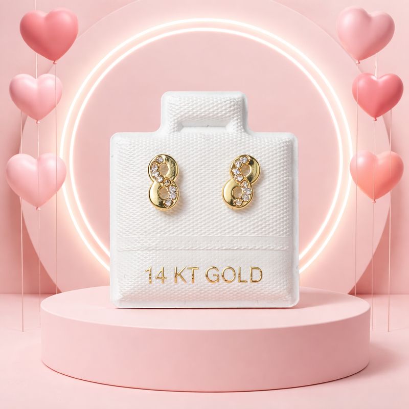 Broquel Infinito con Zirconias Oro 14K MX