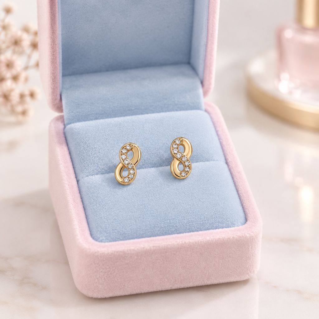 Broquel Infinito con Zirconias Oro 14K MX