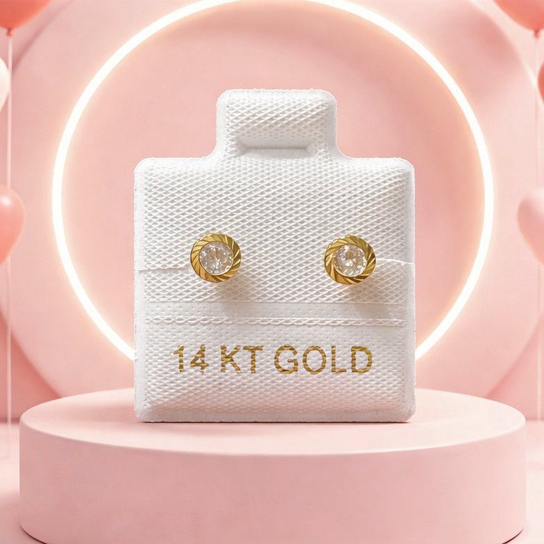 Broquel Rehilete Zirconias 4mm BlancoOro 14K