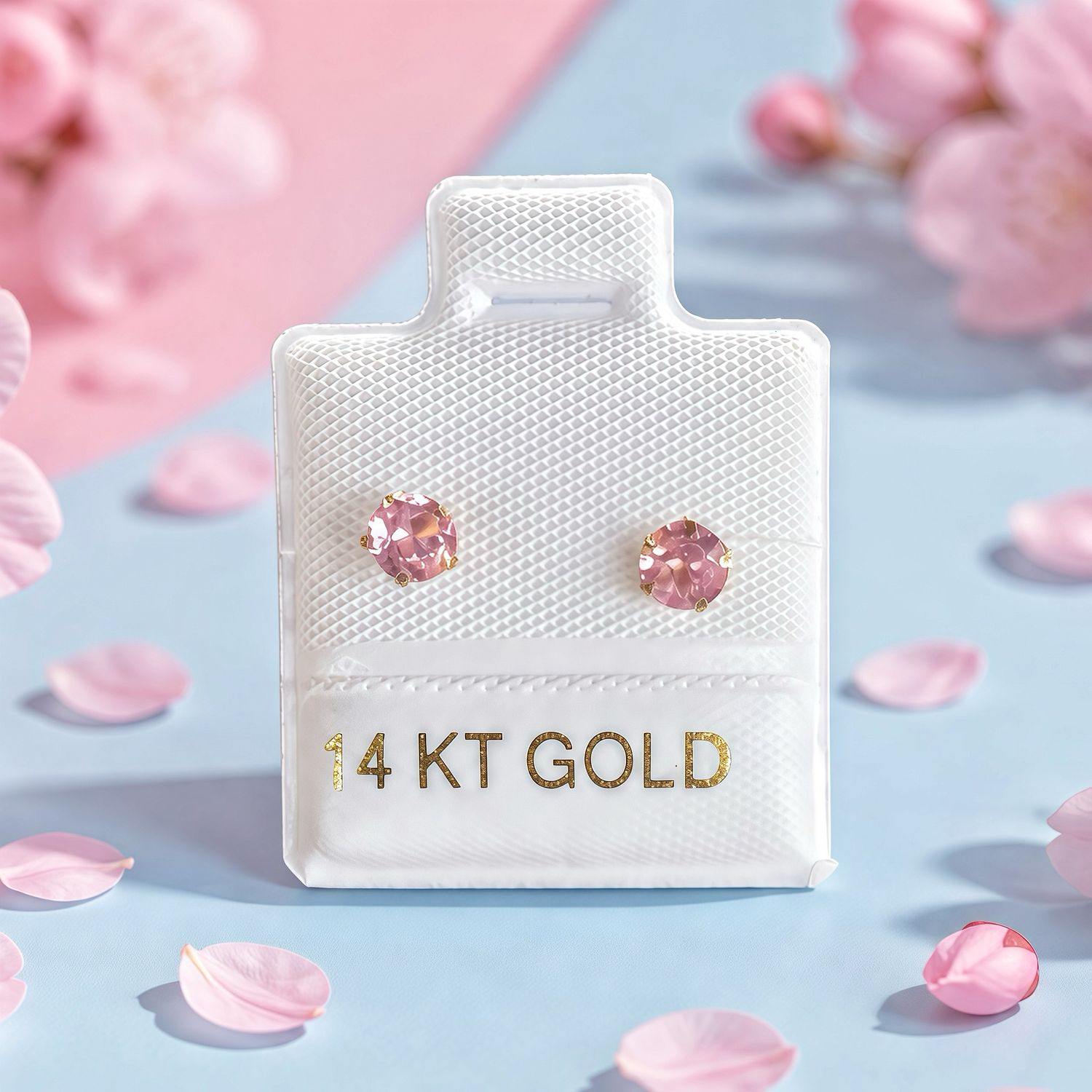 Broquel  Redondo Zirconia Rosa 4mm Oro 14K MX