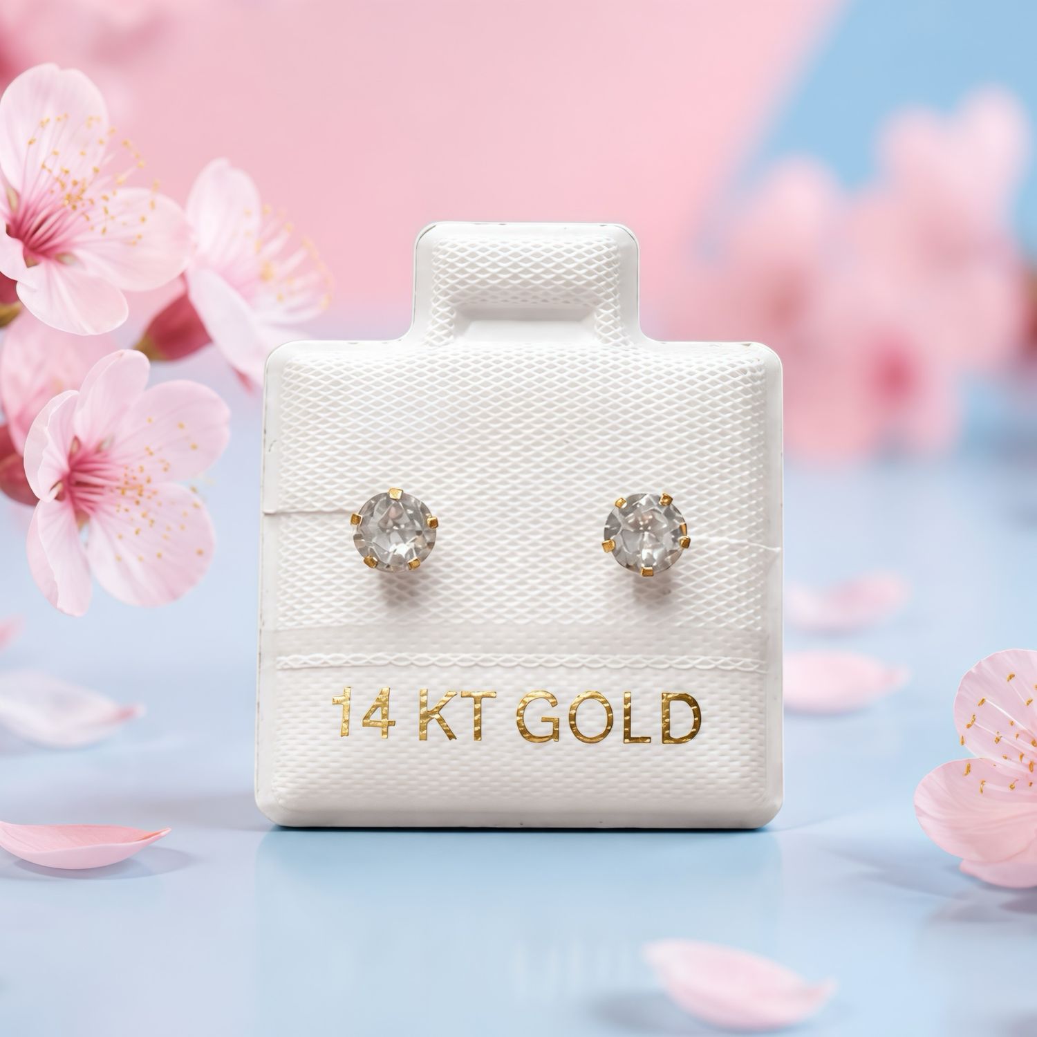 Broquel  Redondo Zirconia Blanca 4mm Oro 14K MX