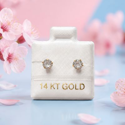 Broquel Redondo Zirconia Blanca 4mm Oro 14K MX Broquel Redondo Zirconia Blanca 4mm Oro 14K MX