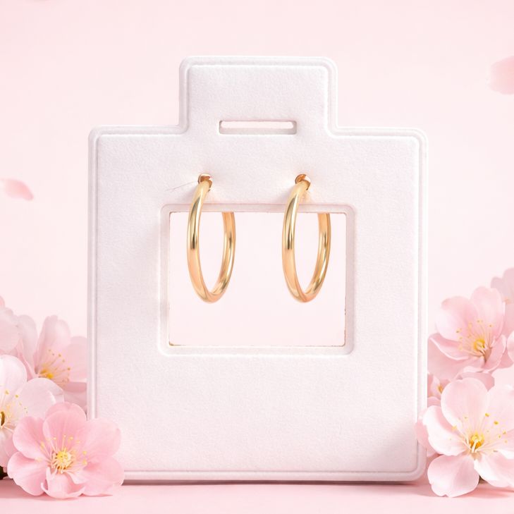 Arracada Choquera Mini mide 10mm lisa en oro 14K MX