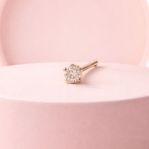 Piercing para nariz con Zirconia Recto Oro  14K MX