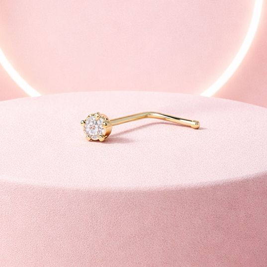 Piercing para nariz con Zirconia en L Oro  14K MX