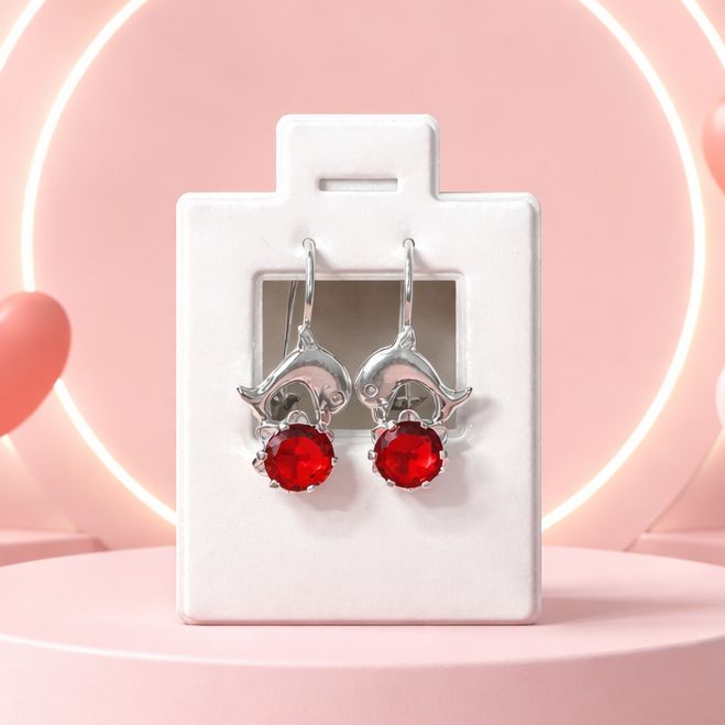 Arete Arillo Delfin ZC Roja Plata 925 MX