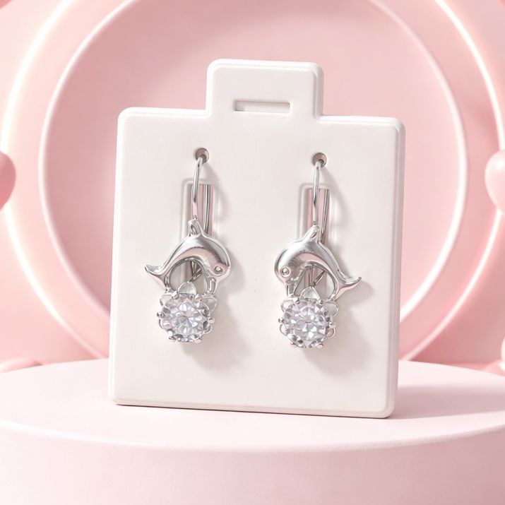 Arete Arillo Delfin con Zc Blanca Plata 925