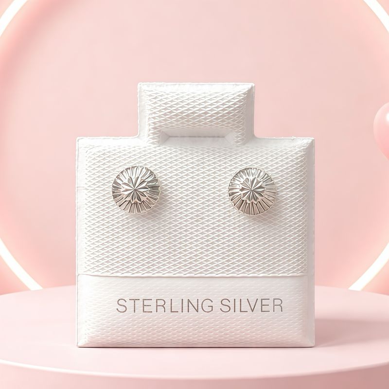 Broquel Honguito Diamantado 6mm Plata 925 MX