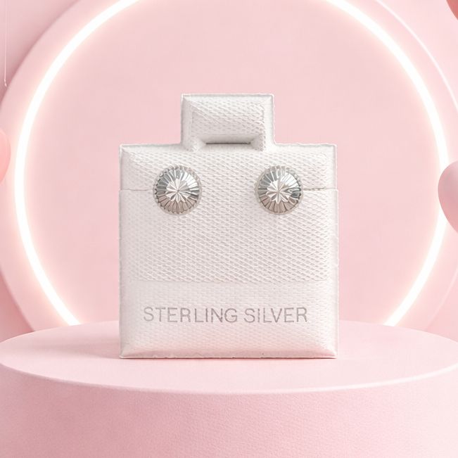 Broquel Honguito Diamantado 5mm Plata 925 MX