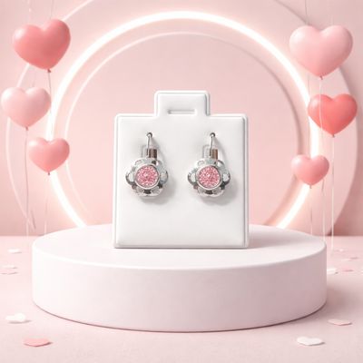 Arete Arillo Flor color Rosa Plata MX