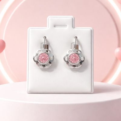 Arete Arillo Flor color Rosa Plata MX Arete Arillo Flor color Rosa Plata MX