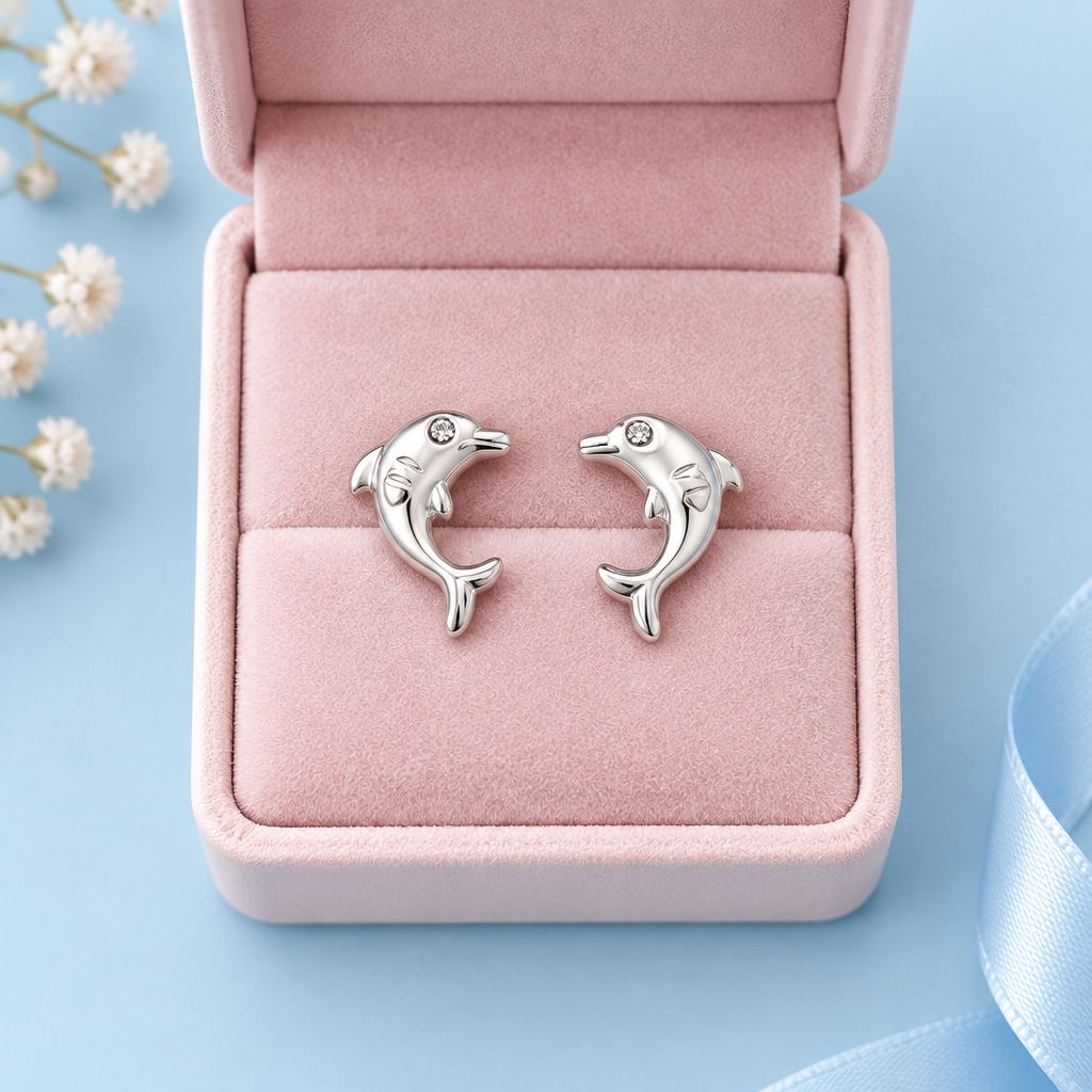 Broquel Delfin esmaltado Plata 925