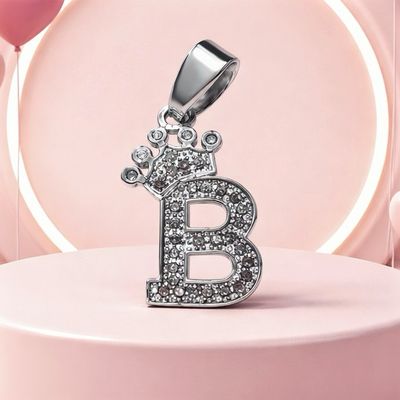 Letra B Coronita Mide 2.5cm Plata 925 MX