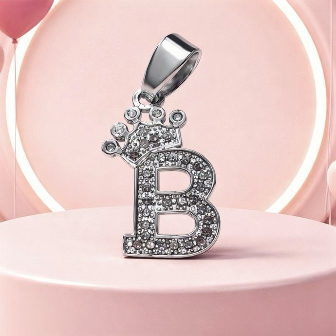 Letra B Coronita Mide 2.5cm Plata 925 MX