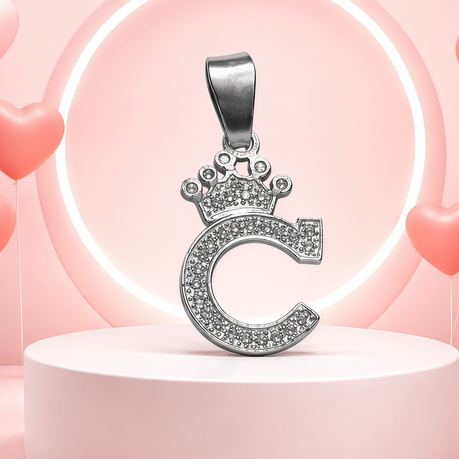 Letra "C" Coronita Mide 2.5cm Plata 925 MX