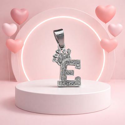 Letra "E" Coronita Mide 2.5cm Plata 925 MX