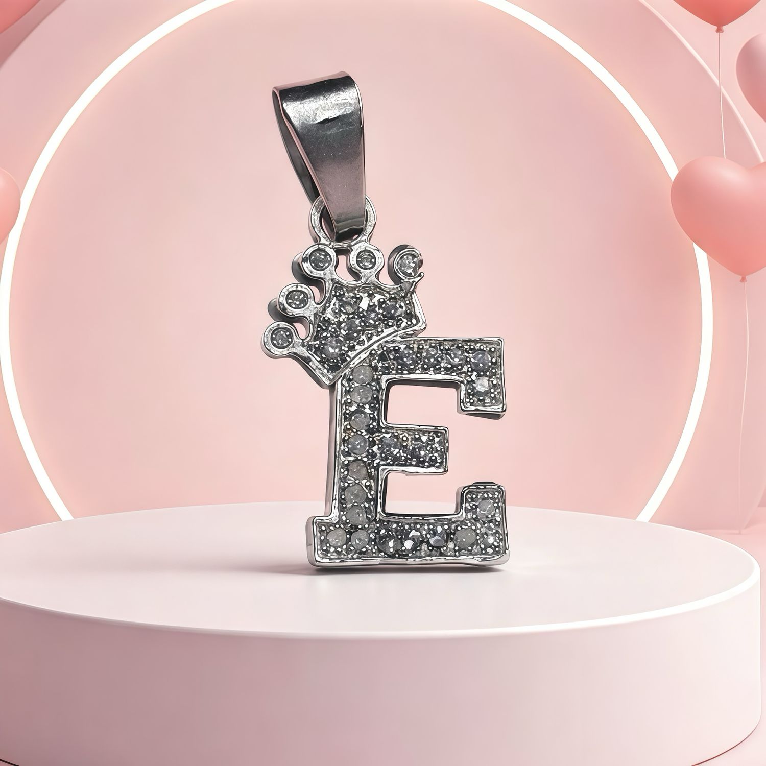 Letra "E" Coronita Mide 2.5cm Plata 925 MX