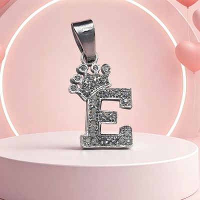 Letra "E" Coronita Mide 2.5cm Plata 925 MX