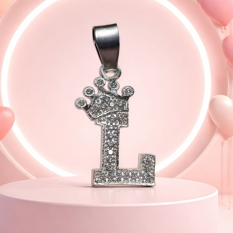 Letra "L" Coronita Mide 2.5cm Plata 925 MX